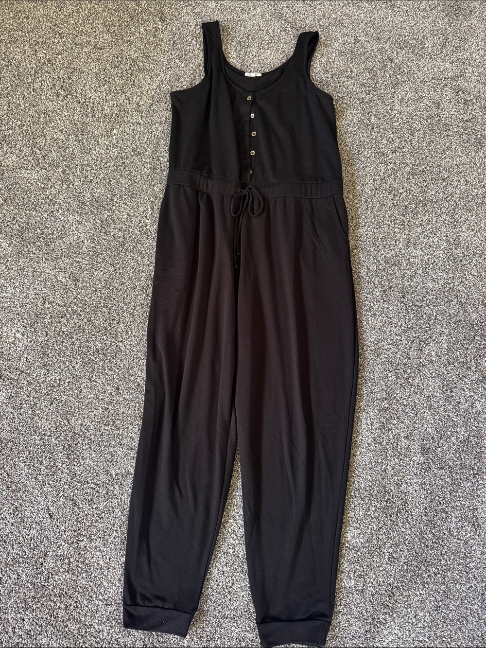 Maurices Black Sleeveless Button-Front Knit Jumpsuit